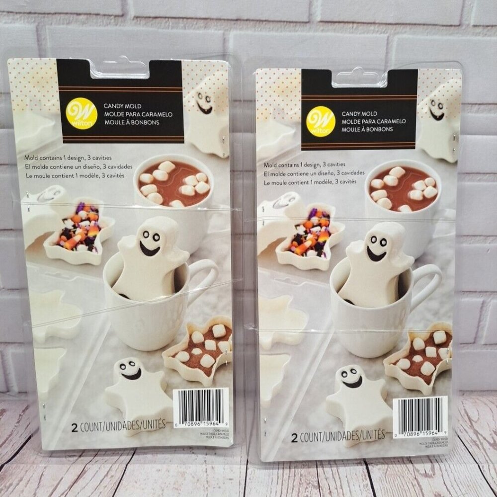 NIP Wilton Halloween3 Cavity, Ghost Cocoa Bomb Candy Mold, 2 Packs-2115-0-0238‎
